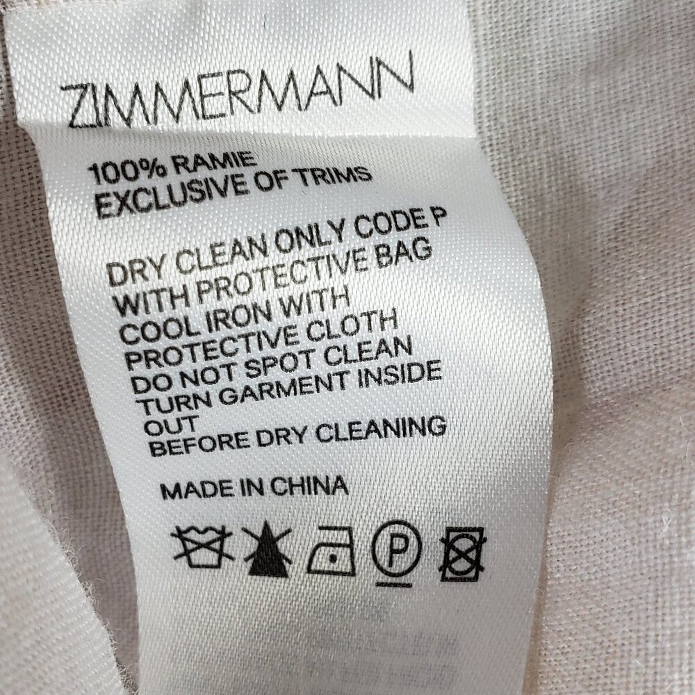 ZIMMERMANN Ramie Shirt Super Eight Leaf-Print size 1 US 6 Tropical Safari Boho - Picture 10 of 15